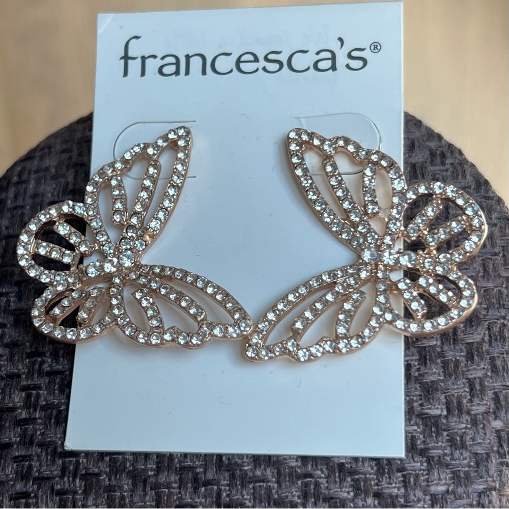 Francesca’s large butterfly earrings NWT